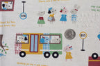 Trefle School Bus, Kokka Fabrics, Japanese Import, Cotton and Linen Blend Fabric