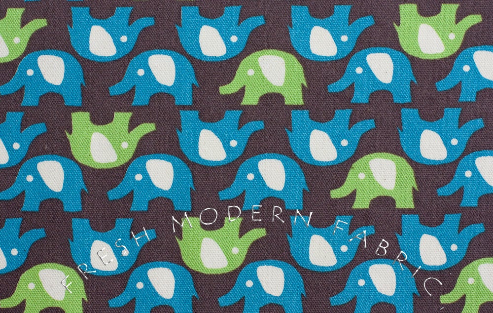 Trefle Elephants, Kokka Fabrics, Japanese Import, Cotton and Linen Blend Fabric