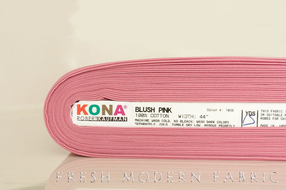 Blush Pink Kona Cotton Solid Fabric from Robert Kaufman, K001-1036