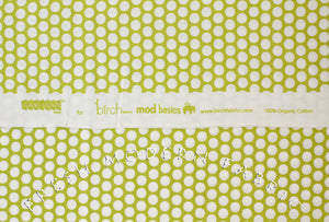 Reverse Dots in Lime Green, Mod Basics, Birch Fabrics, 100% Certified Organic Cotton