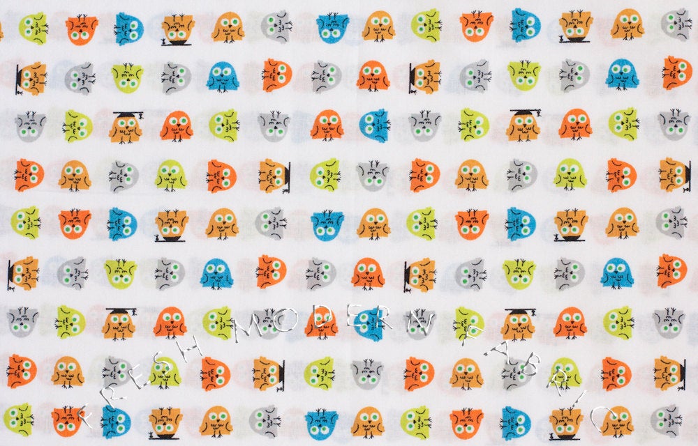 Owls, Happy Drawing by Ed Emberley, 100% Organic Cotton, Cloud9 Fabrics