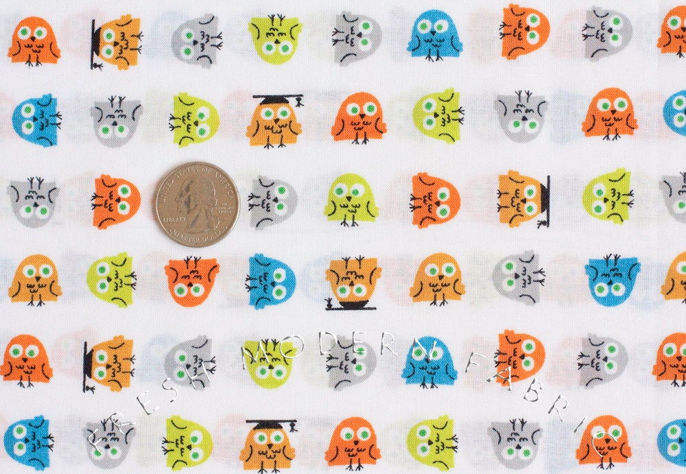 Owls, Happy Drawing by Ed Emberley, 100% Organic Cotton, Cloud9 Fabrics
