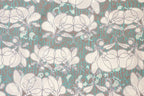 Floral Sketch on Grey and Aqua Background, Kei Fabric, 100% Cotton Voile Fabric
