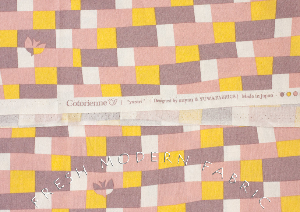 Cotorienne Yurari in Pink and Saffron, Anyan for Yuwa Fabric, 100% Cotton Fabric