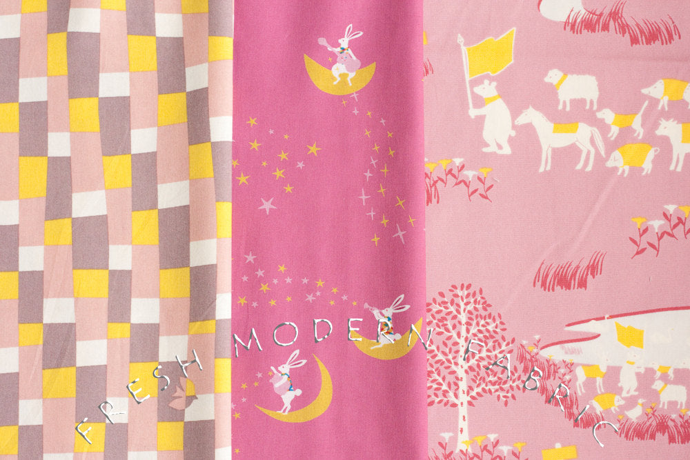 Cotorienne Yurari in Pink and Saffron, Anyan for Yuwa Fabric, 100% Cotton Fabric