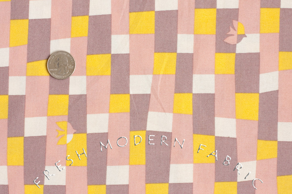 Cotorienne Yurari in Pink and Saffron, Anyan for Yuwa Fabric, 100% Cotton Fabric