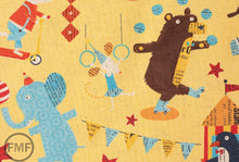 Load image into Gallery viewer, Big Top in Yellow, Circus by Nancy Wolff for Kokka Fabrics, Cotton/Linen Blend Fabric
