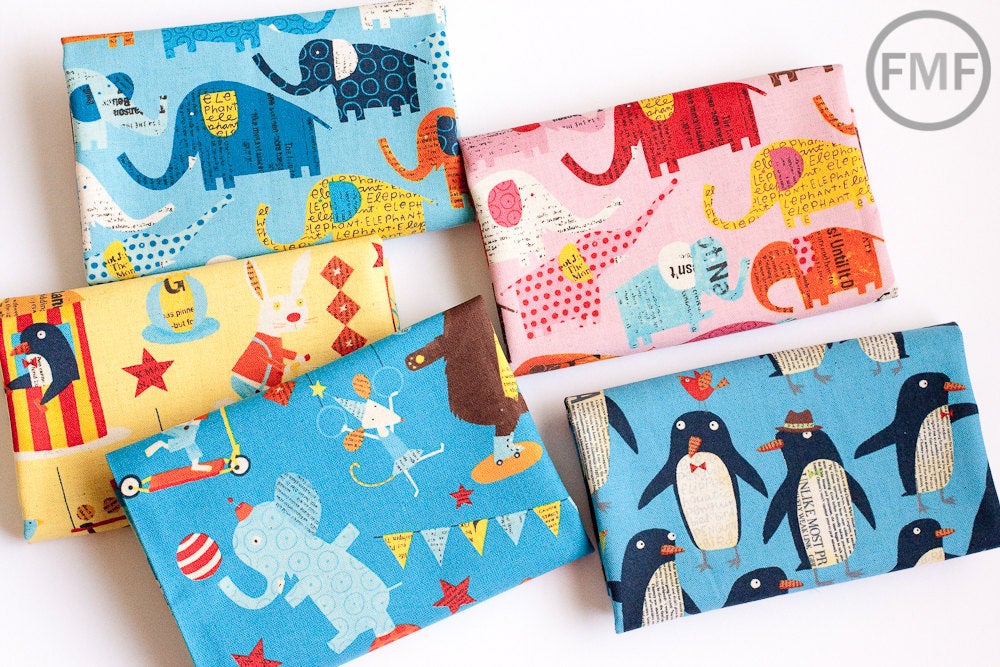 Big Top in Yellow, Circus by Nancy Wolff for Kokka Fabrics, Cotton/Linen Blend Fabric