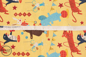 Big Top in Yellow, Circus by Nancy Wolff for Kokka Fabrics, Cotton/Linen Blend Fabric