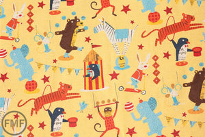 Big Top in Yellow, Circus by Nancy Wolff for Kokka Fabrics, Cotton/Linen Blend Fabric