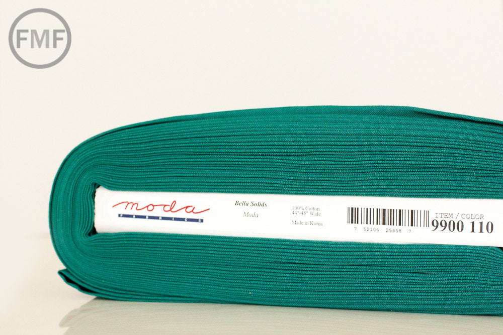 Dark Teal Bella Cotton Solid Fabric from Moda, 9900 110