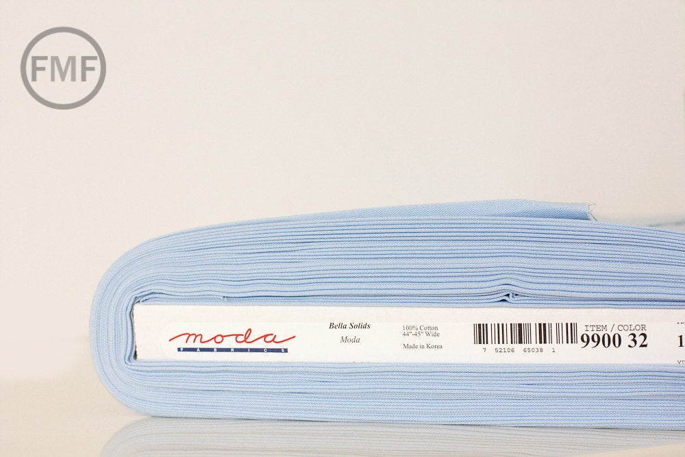 Baby Blue Bella Cotton Solid Fabric from Moda, 9900 32