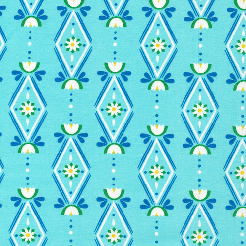 Lotus Pond Diamonds are Forever in Blue, Rae Hoekstra, 100% GOTS-Certified Organic Cotton, Cloud9 Fabrics