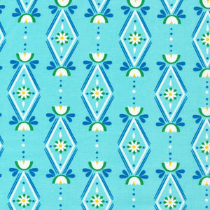Lotus Pond Diamonds are Forever in Blue, Rae Hoekstra, 100% GOTS-Certified Organic Cotton, Cloud9 Fabrics