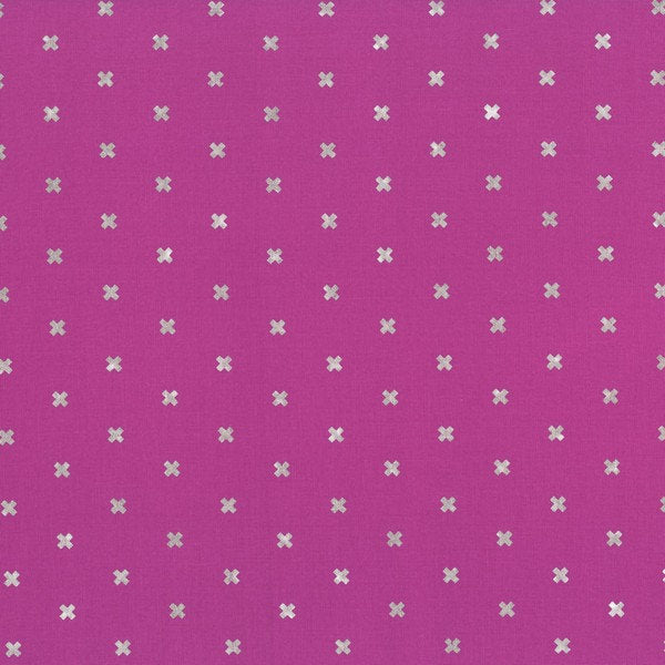 XOXO in Plummy Silver Metallic, Cotton+Steel Basics, Rashida Coleman Hale, RJR Fabrics, 100% Cotton Fabric, 5001-007