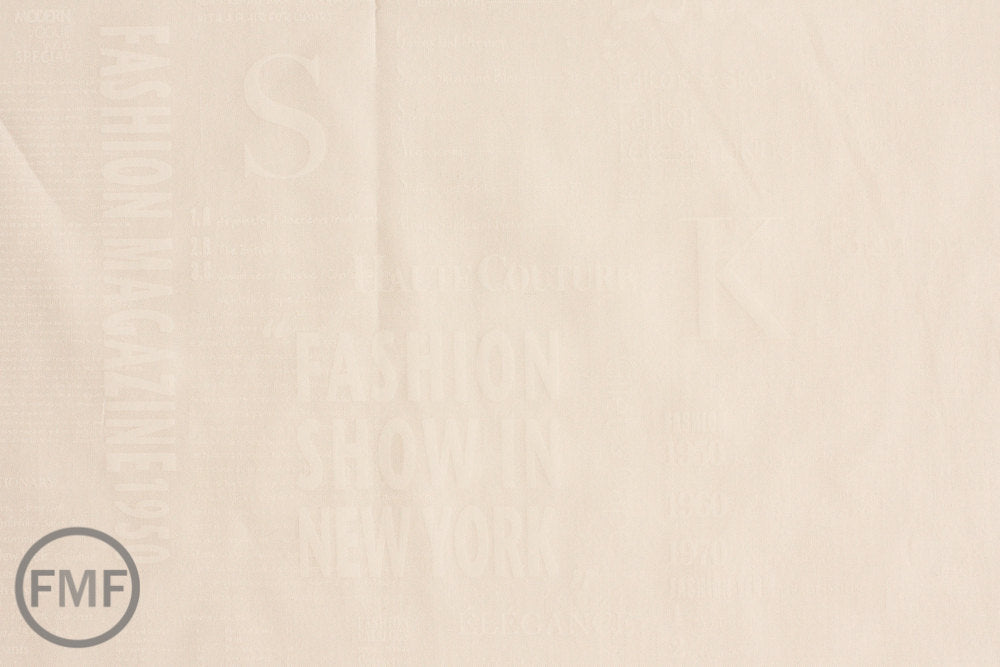 Suzuko Koseki Fashion Magazine Small Text in White, Yuwa Fabric, SZ816972E, 100% Cotton Japanese Fabric