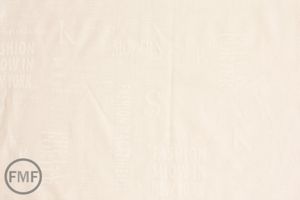 Suzuko Koseki Fashion Magazine Small Text in White, Yuwa Fabric, SZ816972E, 100% Cotton Japanese Fabric