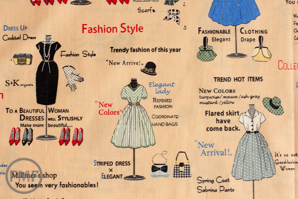 Suzuko Koseki Show Window in Apricot, Yuwa Fabric, SZ816973C, 100% Cotton Japanese Fabric