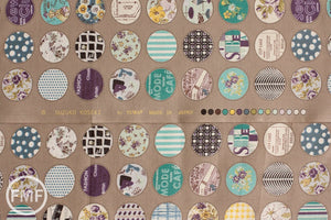 Suzuko Koseki Small Patchwork Circles in Putty, Yuwa Fabric, SZ816975C, 100% Cotton Japanese Fabric