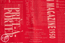 Load image into Gallery viewer, Suzuko Koseki Fashion Magazine Large Text in Red, Yuwa Fabric, SZ816914F, 100% Cotton Japanese Fabric
