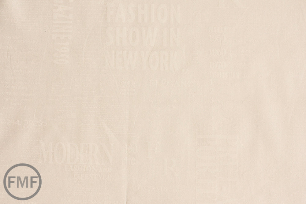 Suzuko Koseki Fashion Magazine Small Text in White, Yuwa Fabric, SZ816972E, 100% Cotton Japanese Fabric