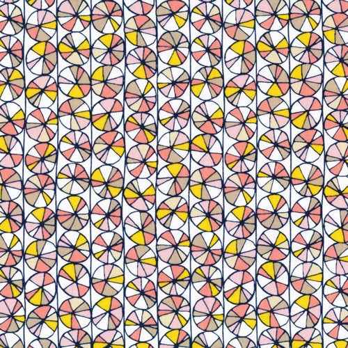 Arcadia Wheely Daisy in Pink Coral, Sarah Watson, 100% GOTS-Certified Organic Cotton, Cloud9 Fabrics, 120915