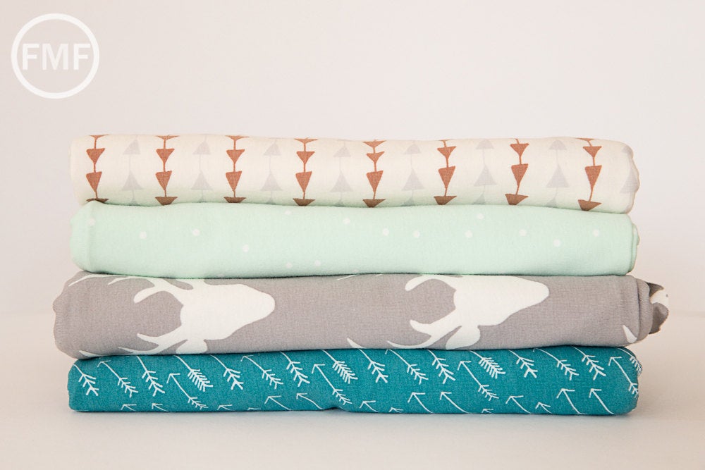Hello Bear KNIT Follow Me Moonlight, Bonnie Christine, Art Gallery Fabrics, Cotton and Spandex Fabric, K-4436