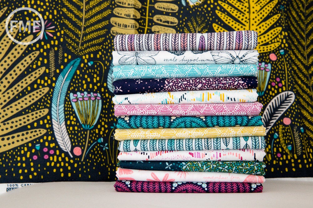 Biology Structure in Turquoise, Sarah Watson, 100% GOTS-Certified Organic Cotton, Cloud9 Fabrics, 126003