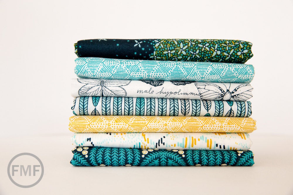 Biology Structure in Turquoise, Sarah Watson, 100% GOTS-Certified Organic Cotton, Cloud9 Fabrics, 126003