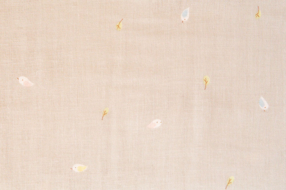 Yuwa Birds in Natural, Sawayaka Do Emiko's Collection, Double Gauze Cotton Fabric, Yuwa Fabrics, 912399C
