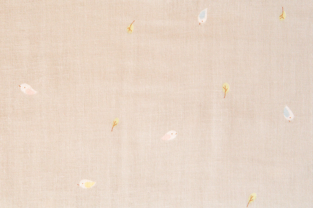 Yuwa Birds in Natural, Sawayaka Do Emiko's Collection, Double Gauze Cotton Fabric, Yuwa Fabrics, 912399C