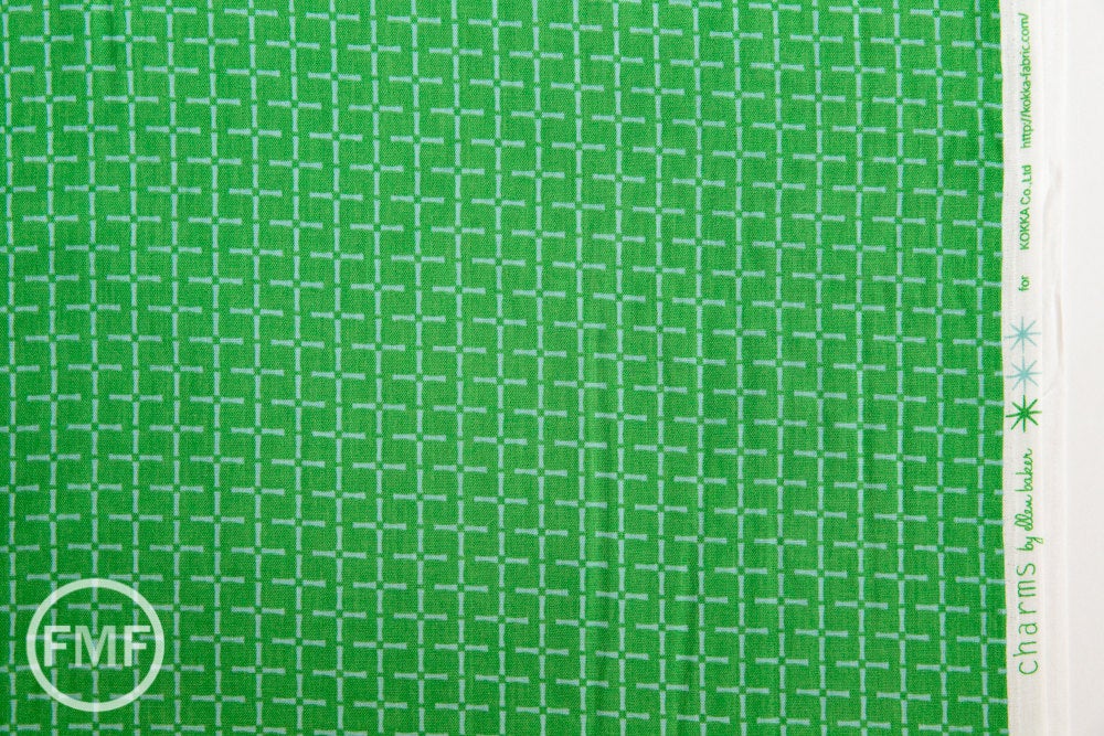 Charms Bamboo in Green, Ellen Baker for Kokka Fabrics, Double Gauze Cotton Fabric, JG-42100-102B