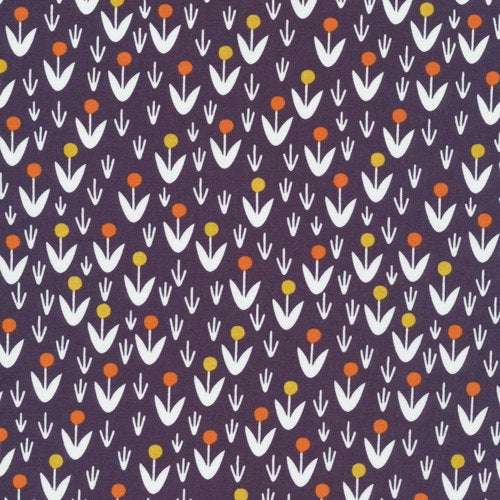 Morning Song Dotty Blooms in Dusk, Elizabeth Olwen, 100% GOTS-Certified Organic Cotton, Cloud9 Fabrics, 129712