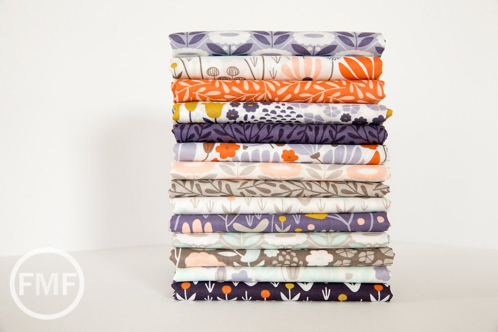 Morning Song Dotty Blooms in Dusk, Elizabeth Olwen, 100% GOTS-Certified Organic Cotton, Cloud9 Fabrics, 129712