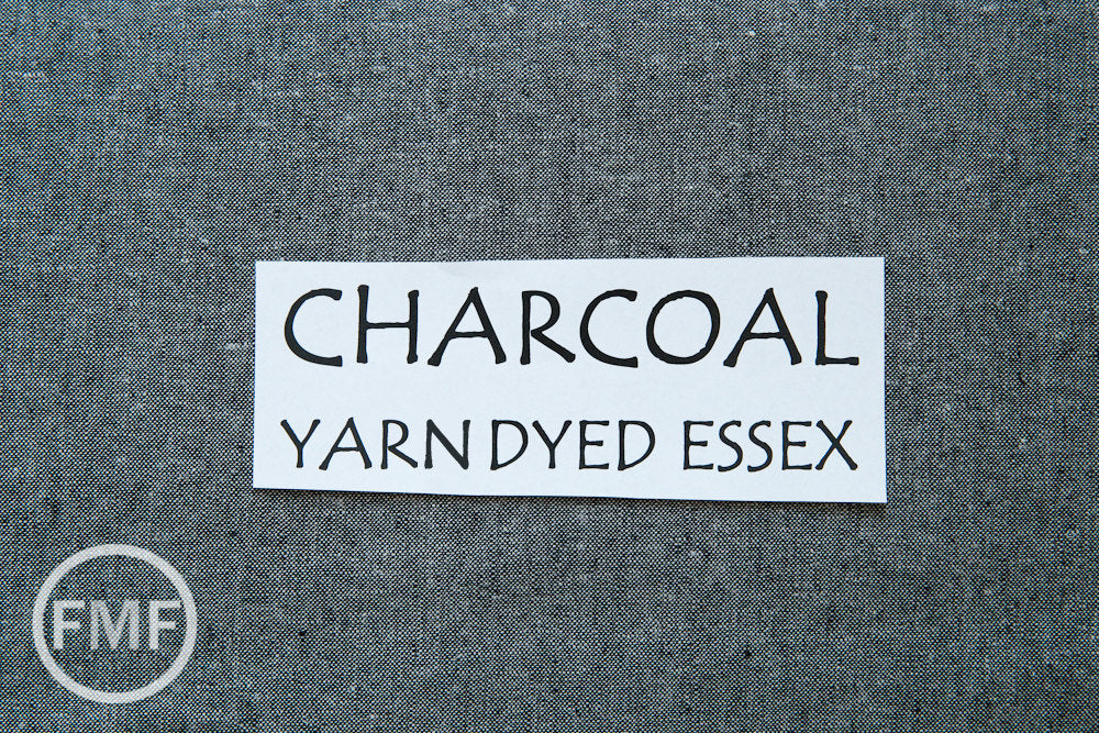 21-Inch End of Bolt Remnant CHARCOAL Yarn Dyed Essex, Linen and Cotton Blend Fabric from Robert Kaufman, E064-1071