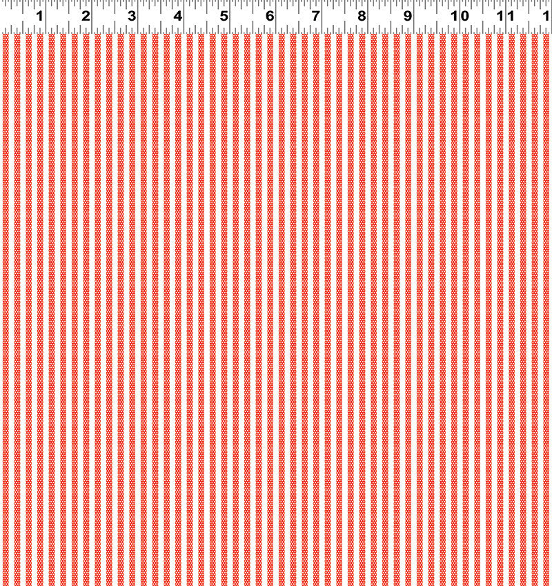 12-Inch End of Bolt Remnant Animal ABCs Dotty Stripes in Red, Alyssa Thomas, Penguin and Fish, 100% Organic Cotton, Clothworks, Y-1690-79