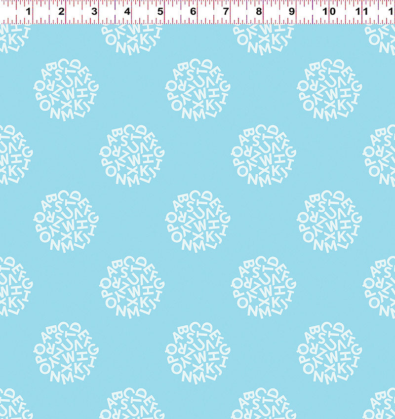Animal ABCs Letter Dots in Blue, Alyssa Thomas, Penguin and Fish, 100% Organic Cotton, Clothworks, Y-1692-97