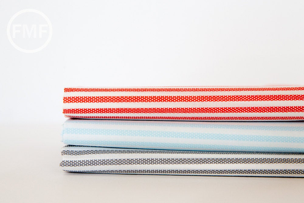 Animal ABCs Dotty Stripes in Baby Blue, Alyssa Thomas, Penguin and Fish, 100% Organic Cotton, Clothworks, Y-1690-29