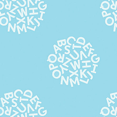 Animal ABCs Letter Dots in Blue, Alyssa Thomas, Penguin and Fish, 100% Organic Cotton, Clothworks, Y-1692-97