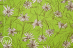 Suzuko Koseki Small Marguerite Daisy in Lime Green, Yuwa Fabric, SZ826012D, 100% Cotton Japanese Fabric