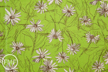 Load image into Gallery viewer, Suzuko Koseki Small Marguerite Daisy in Lime Green, Yuwa Fabric, SZ826012D, 100% Cotton Japanese Fabric
