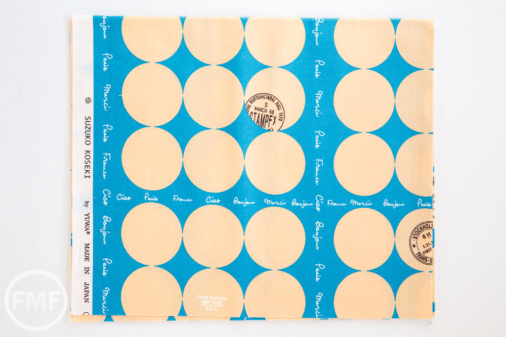 Suzuko Koseki French Small Dot in Blue and Peach, Yuwa Fabric, 100% Cotton Japanese Fabric