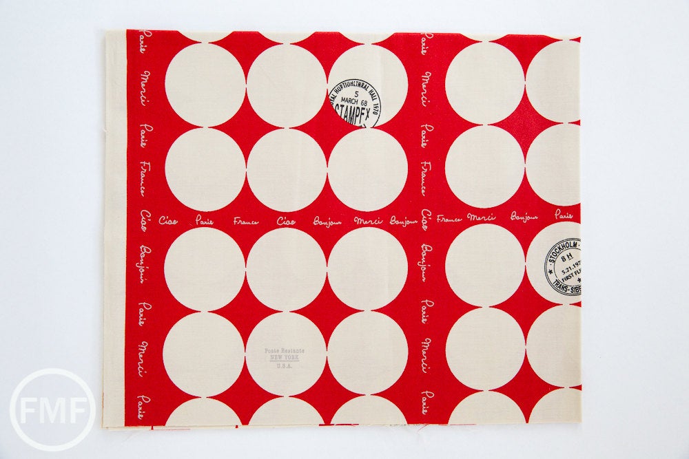 Suzuko Koseki French Small Dot in Red and Cream, Yuwa Fabric, 100% Cotton Japanese Fabric