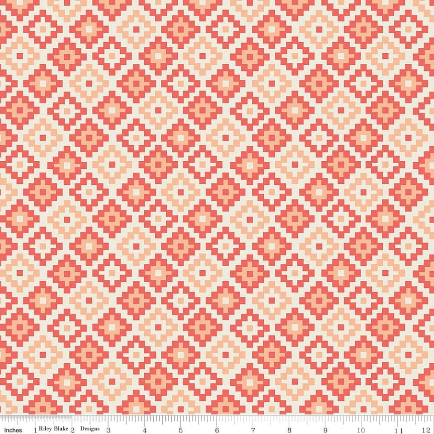 Woodland Spring Geometric in Coral, Design by Dani, Dani Mogstad, Riley Blake Designs, 100% Cotton Fabric, C4994-CORAL