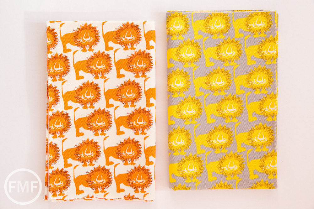 Hokkoh Lions in Orange, Hokkoh Fabrics, 100% Cotton Twill Fabric, 71-205-3A