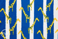 Zoo Candy Giraffe Jail in Yellow and Blue, Hokkoh Fabrics, 100% Cotton Basket Weave Fabric, 71-210-3E