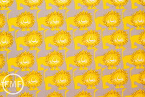Hokkoh Lions in Yellow, Hokkoh Fabrics, 100% Cotton Twill Fabric, 71-205-3D