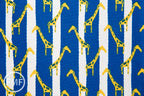Zoo Candy Giraffe Jail in Yellow and Blue, Hokkoh Fabrics, 100% Cotton Basket Weave Fabric, 71-210-3E