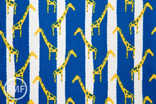 Load image into Gallery viewer, Zoo Candy Giraffe Jail in Yellow and Blue, Hokkoh Fabrics, 100% Cotton Basket Weave Fabric, 71-210-3E
