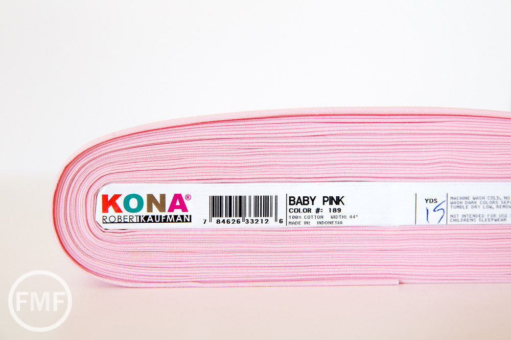 Baby Pink Kona Cotton Solid Fabric from Robert Kaufman, K001-189